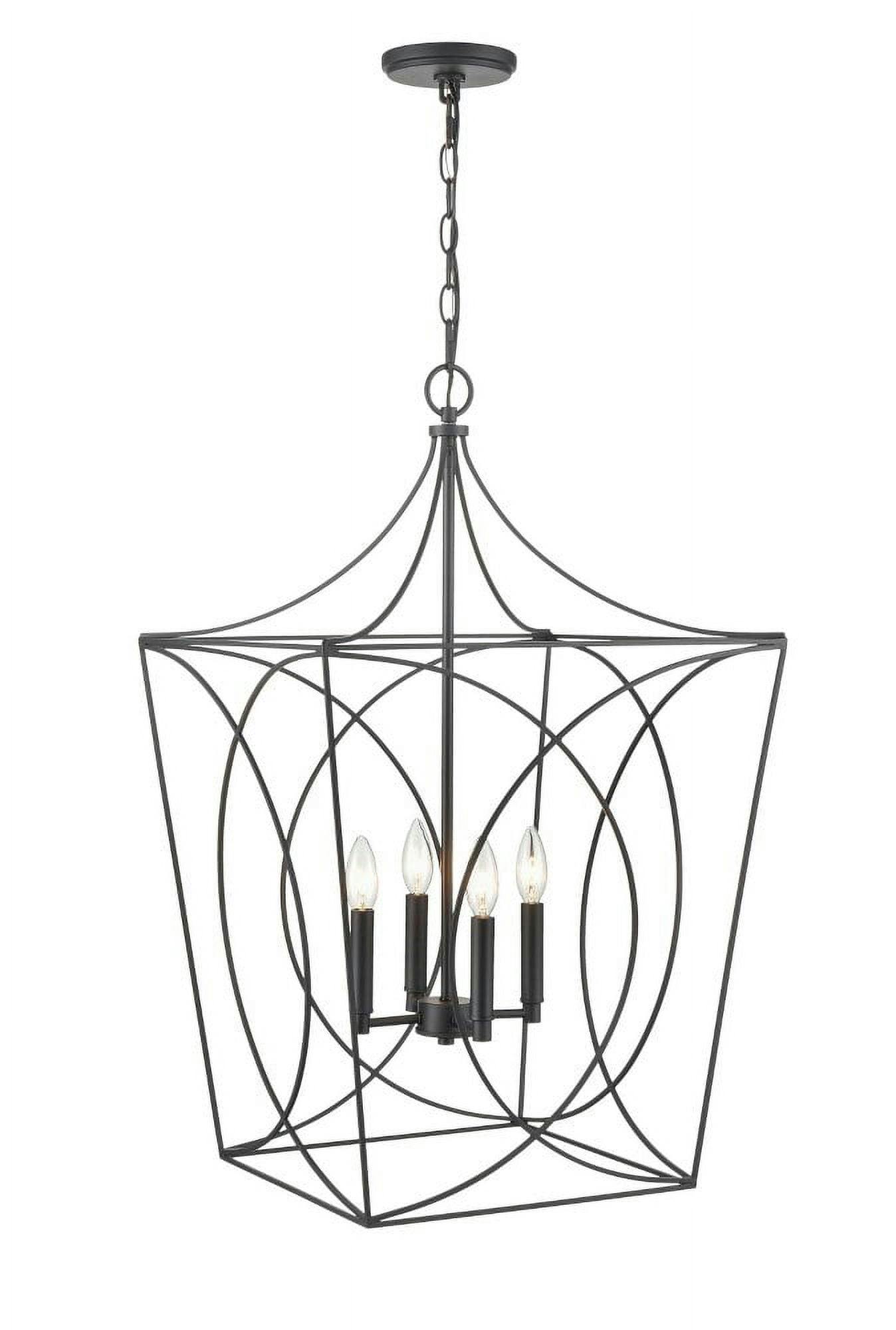 Tracy 18" Matte Black Contemporary Caged Pendant Light