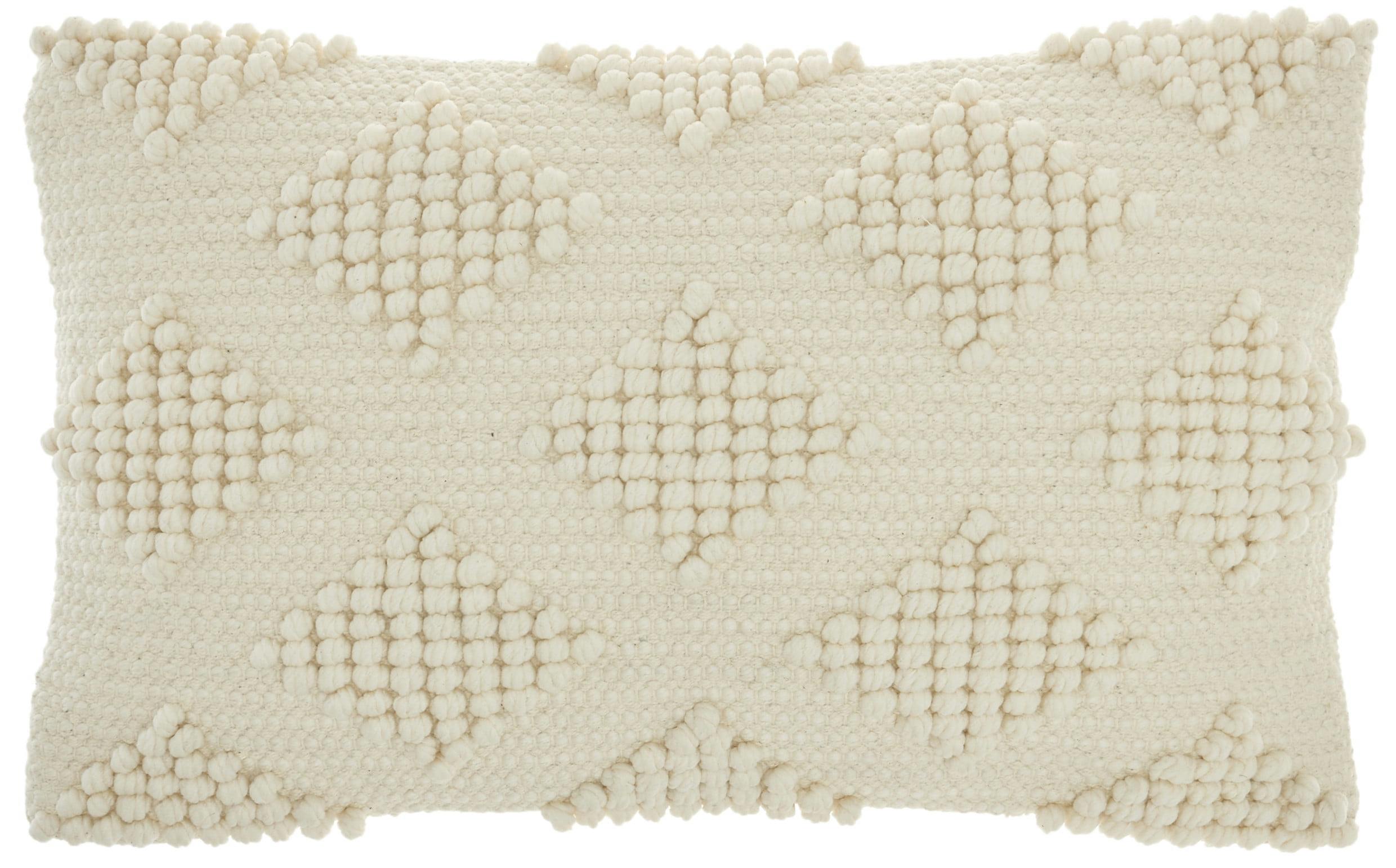 Woven Diamonds Handmade Lumbar Ivory Throw Pillow 12"x20"