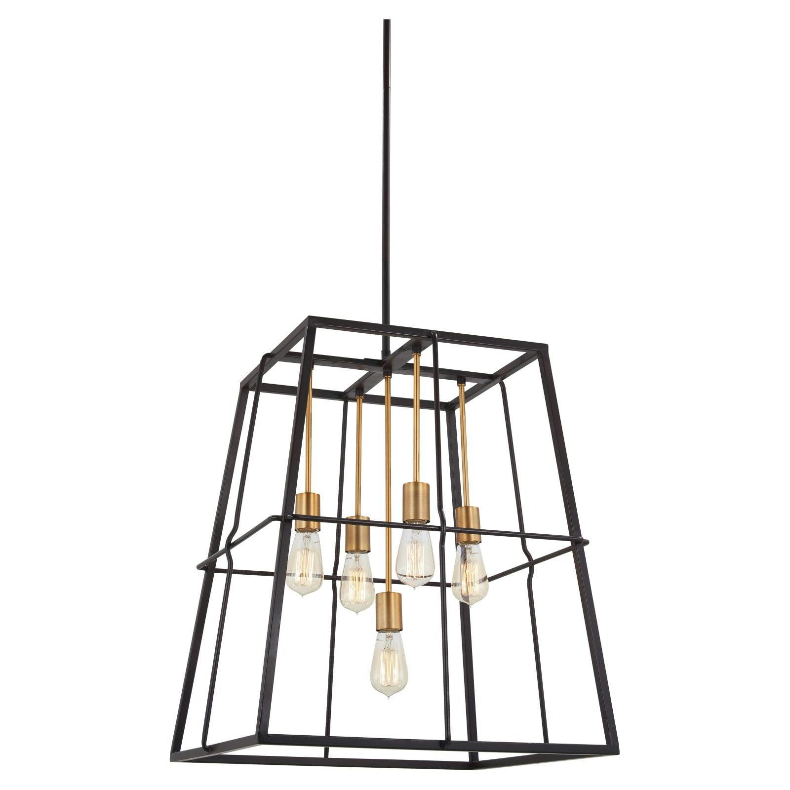 Transitional Keeley Calle Oversized Pendant in Painted Bronze and Brushed Brass