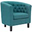 Teal Velvet Barrel Accent Chair with Espresso Wood Legs