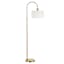 Elysian Adjustable Arc Floor Lamp in Brass with Linen Drum Shade