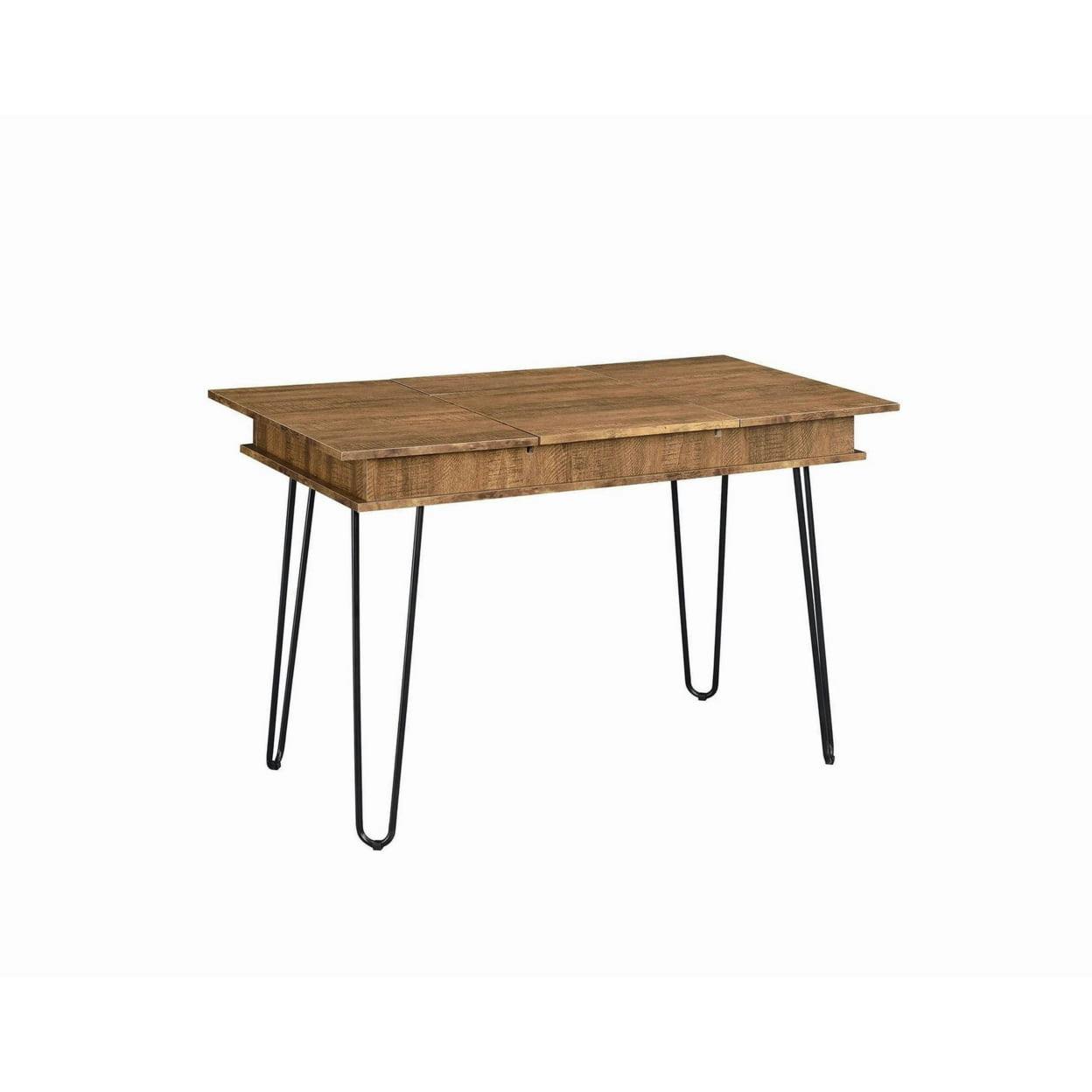Rustic Brown Modern Writing Desk with USB Port and Hidden Storage