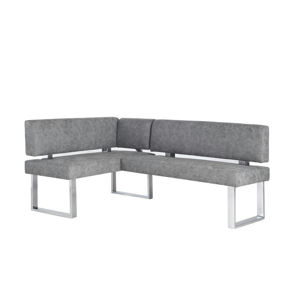 Genevieve Modern Gray Brushed Faux Leather Upholstered Nook