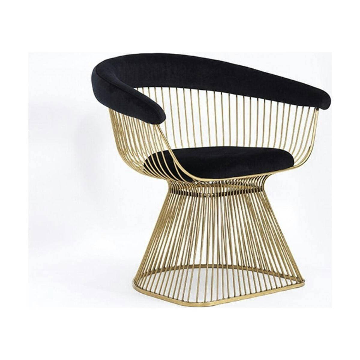 Chandler Black Velvet & Gold Metal Hourglass Dining Chair
