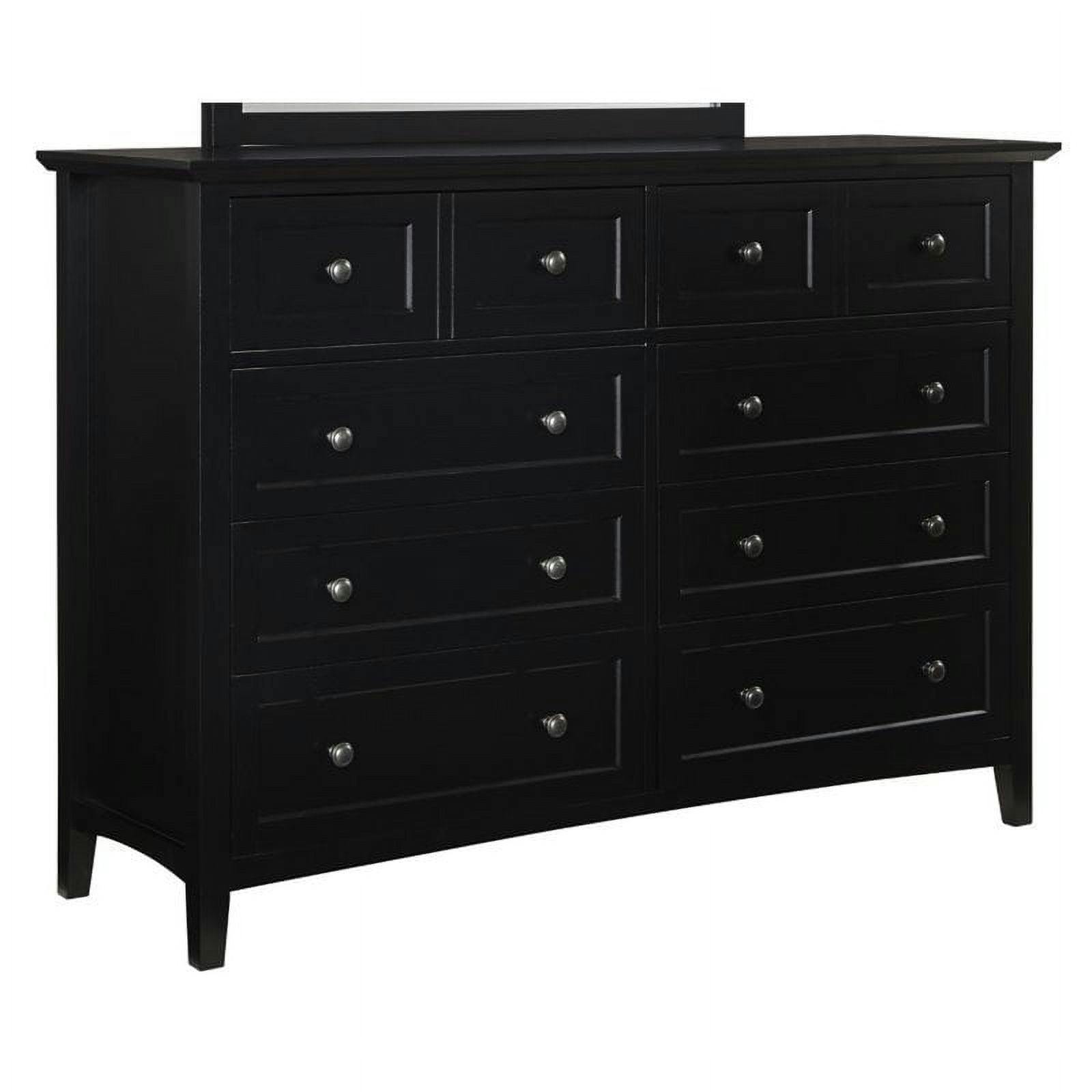 Elegant Black Mahogany 8-Drawer Bedroom Dresser with Bronze Knobs