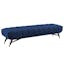 Midnight Blue Velvet Tufted Bench with Gold Accents