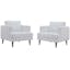 Agile White Polyester Armchair with Walnut-Stained Legs (Set of 2)