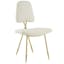 Ivory Luxe Velvet Upholstered Side Chair with Gold Metal Legs