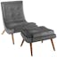 Ramp Modern Gray Velvet Lounge Chair and Ottoman Set