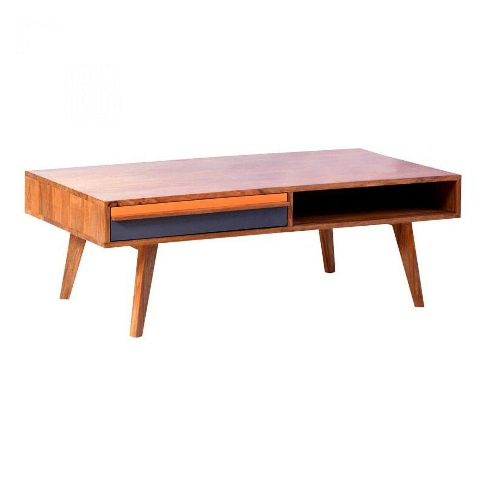 Bliss Mid Century Modern Sheesham Wood Coffee Table with Storage