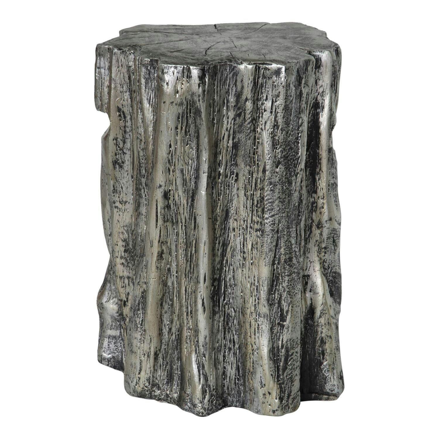 Contemporary Modern Antique-Silver Magnesium Oxide Accent Stool