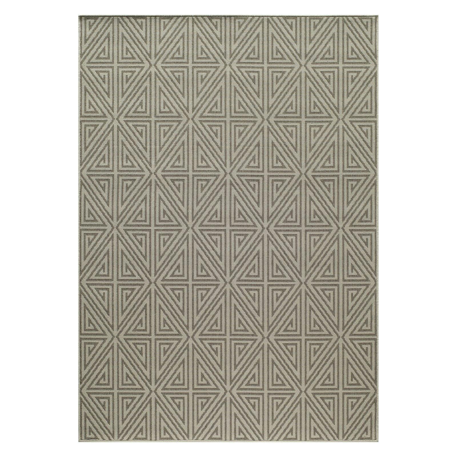 Taupe Geometric Easy-Care Rectangular Synthetic Rug 5'3" x 7'6"