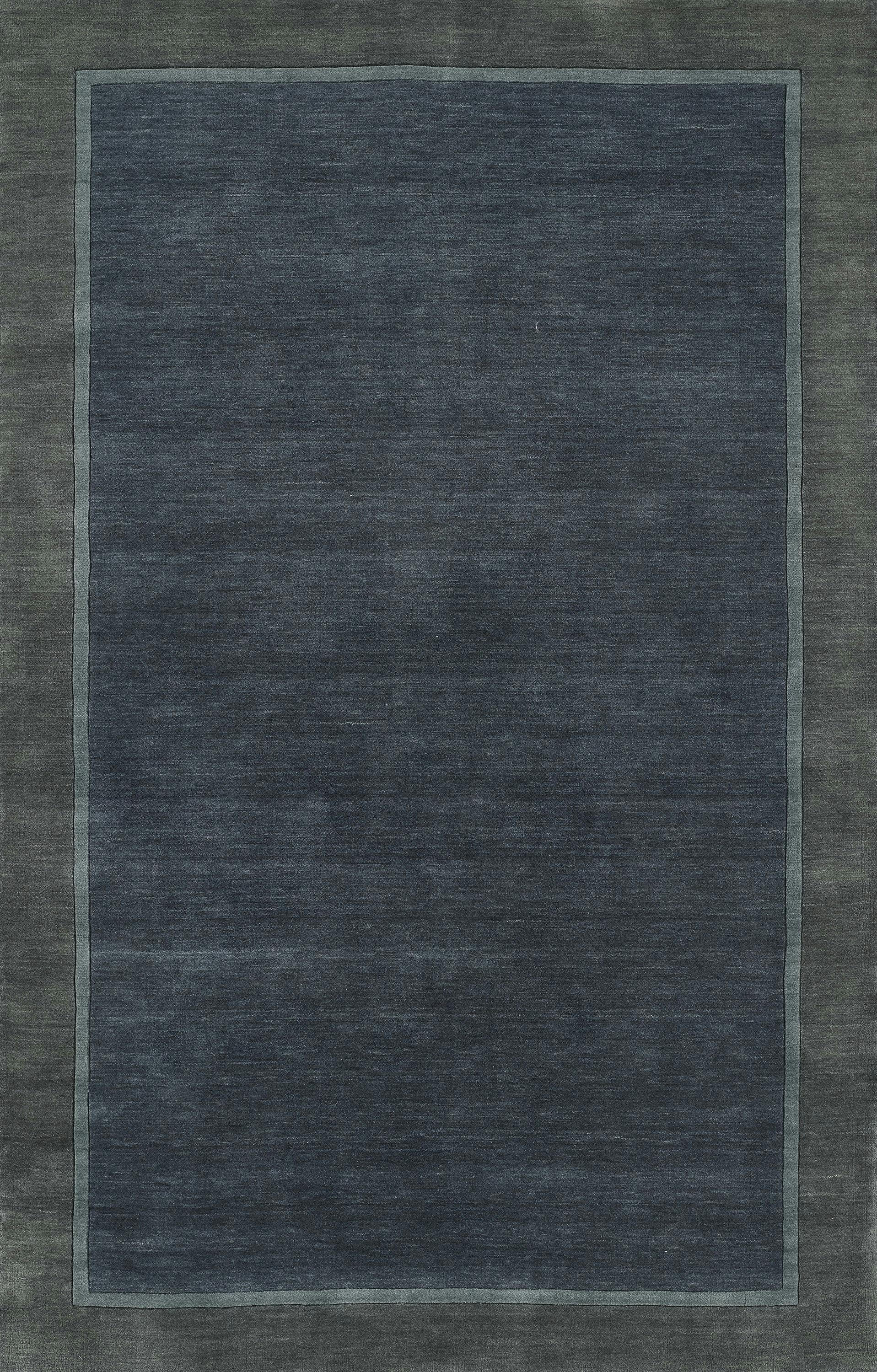Beckton Handmade Solid Blue Wool Rectangular Rug 5' x 8'