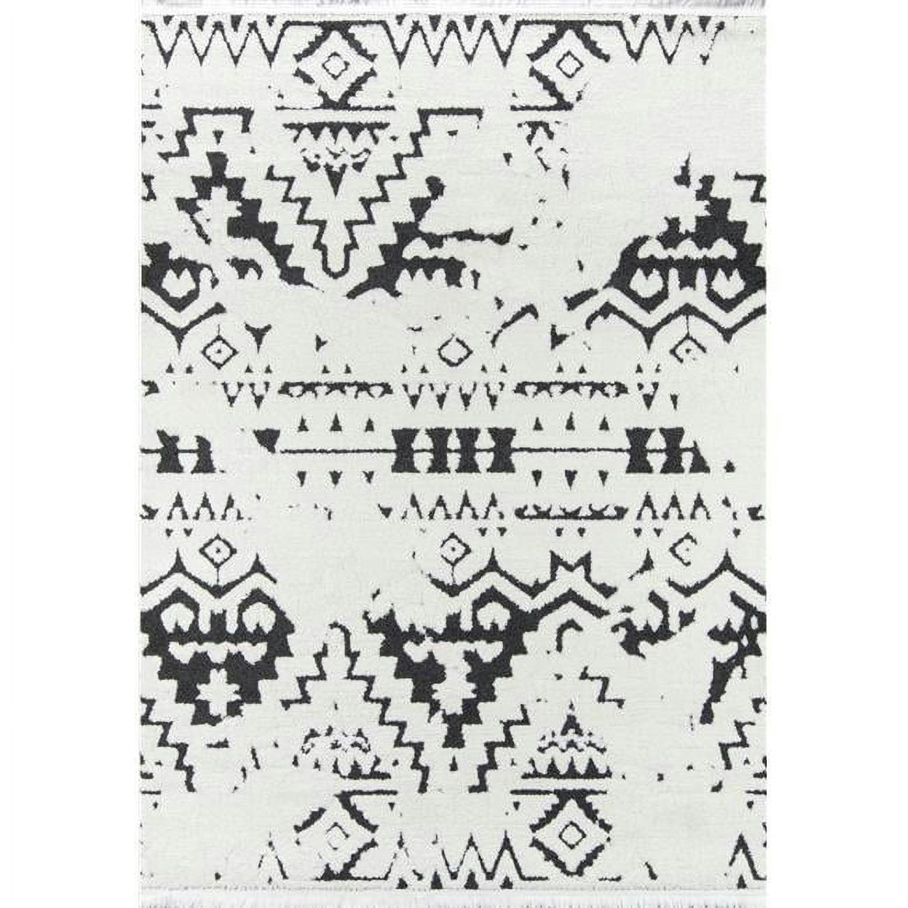 Ivory Tufted Wool-Blend Rectangular Handmade Area Rug, 7'6" x 9'6"
