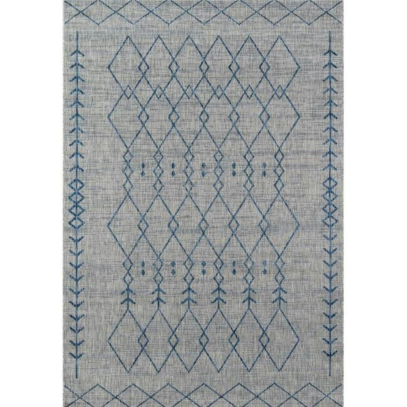 Reversible Easy-Care Geometric Gray Synthetic Rug 3x5