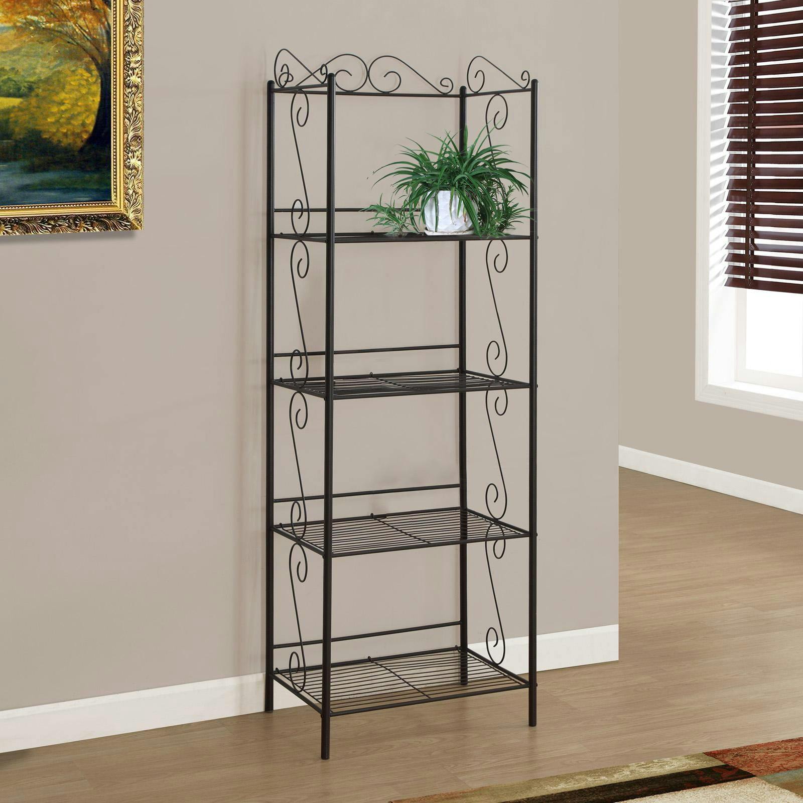 Elegant Copper Scroll 70" Metal Etagere with 4 Open Shelves