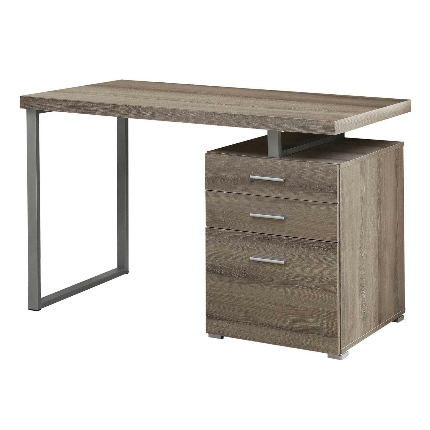 Sleek Dark Taupe 48" Console Desk with Filing Cabinet