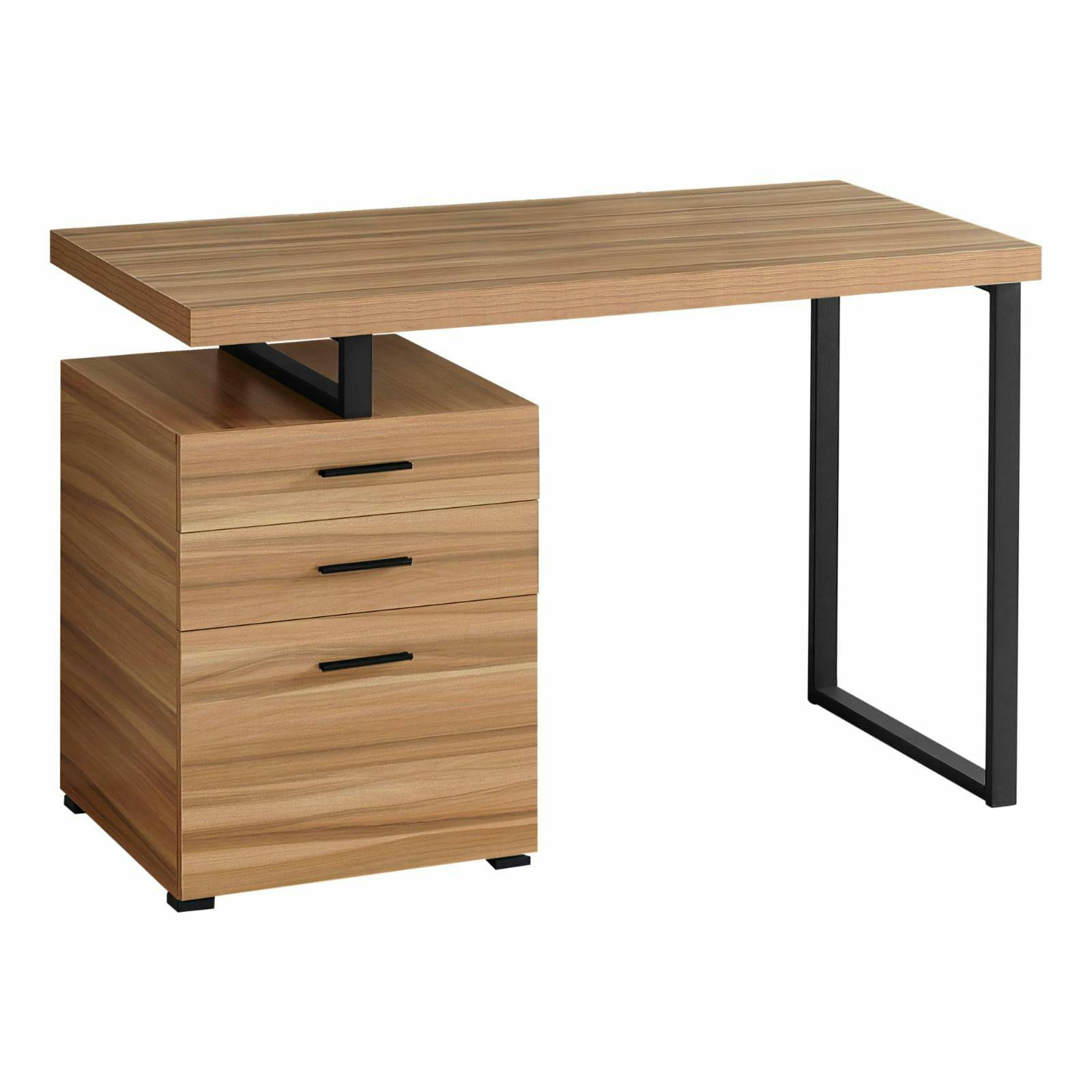 Contemporary Black/Brown Home Office Desk with 3 Storage Drawers