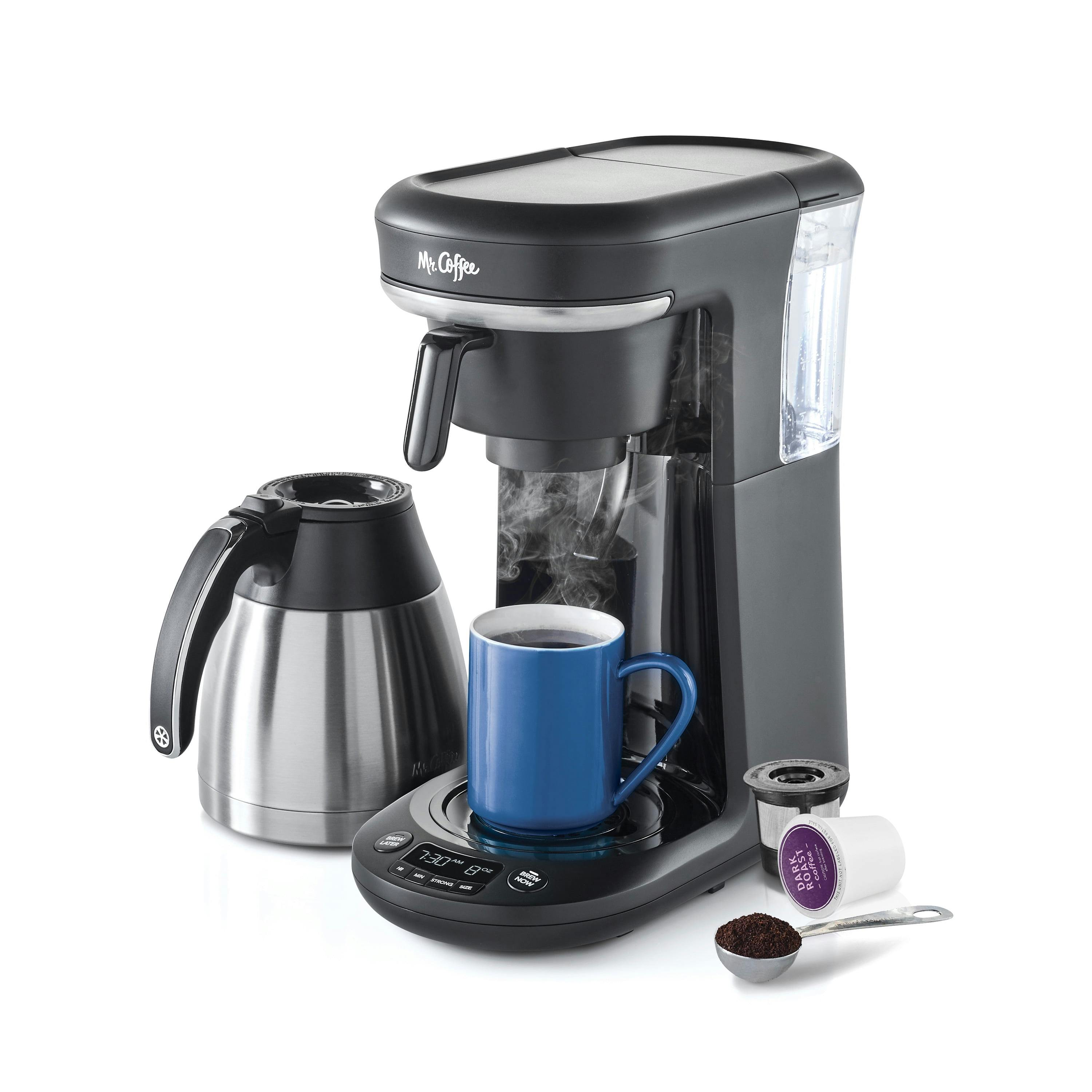 Sleek Black Stainless Steel Programmable Pod and Drip Coffee Brewer