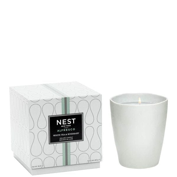 White Tea & Rosemary Ceramic Tealight Deluxe Candle