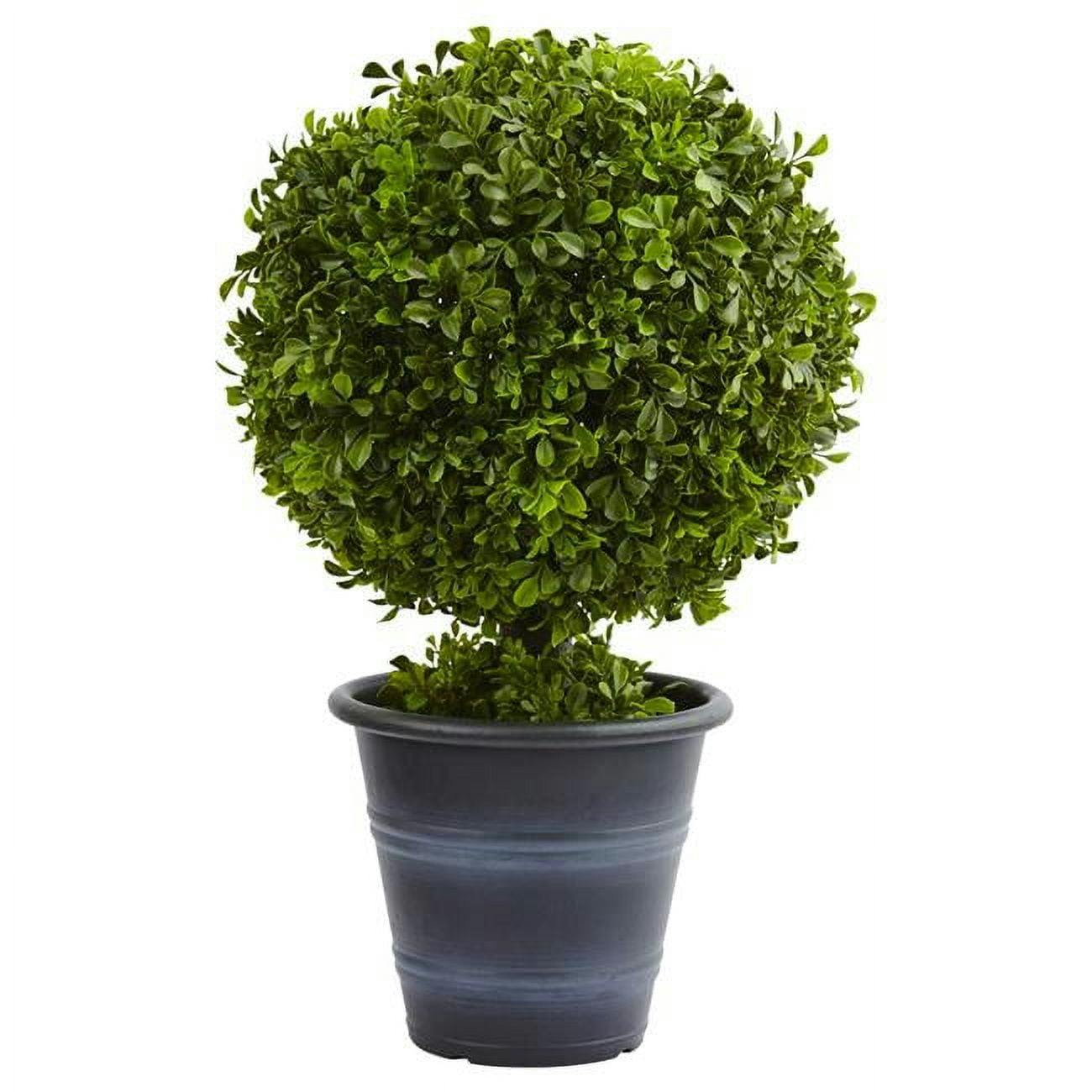 Lush Green Silk Boxwood Ball Topiary, 23in Outdoor Tabletop Decor
