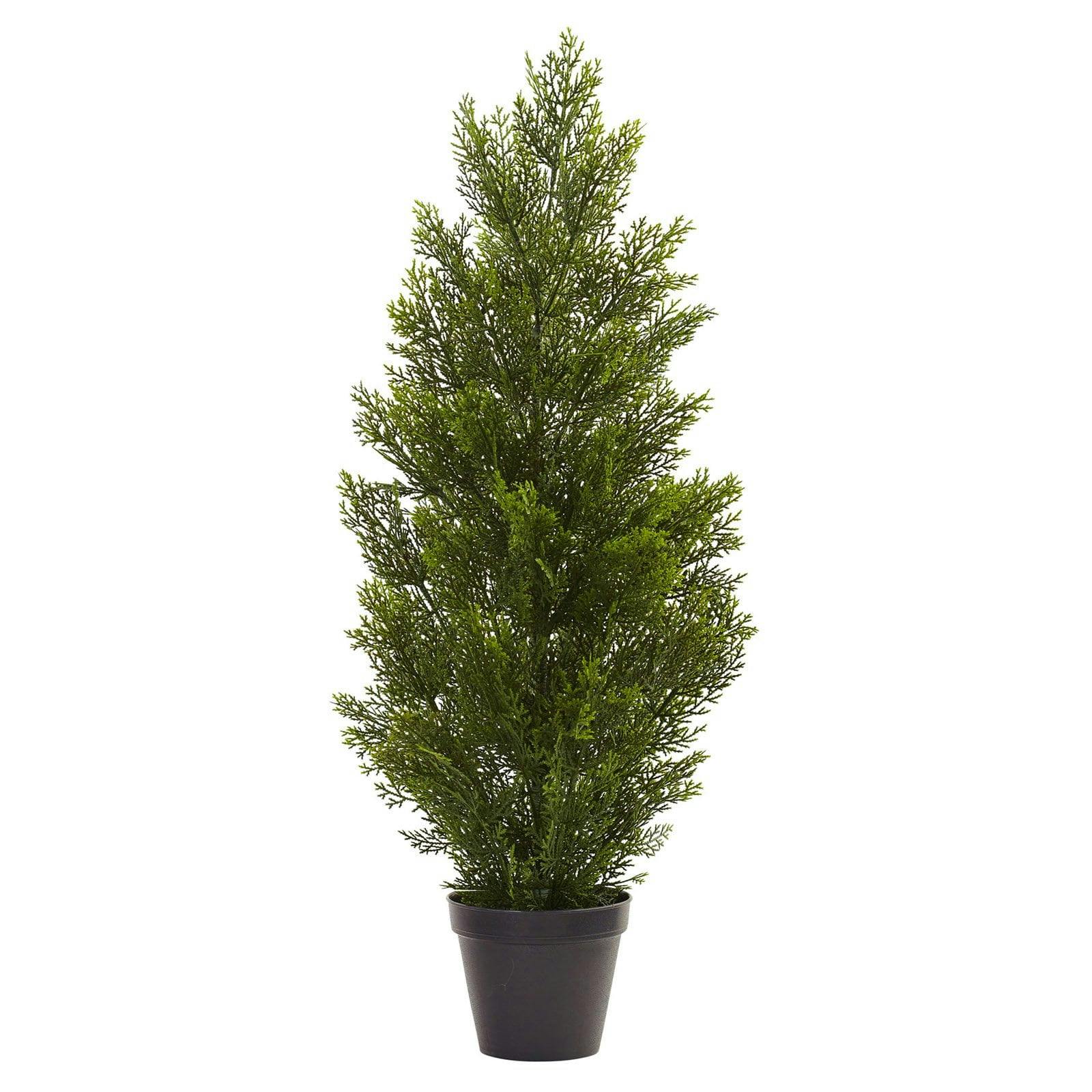 Elegant 3ft Mini Cedar Pine Silk & Plastic Outdoor Tree