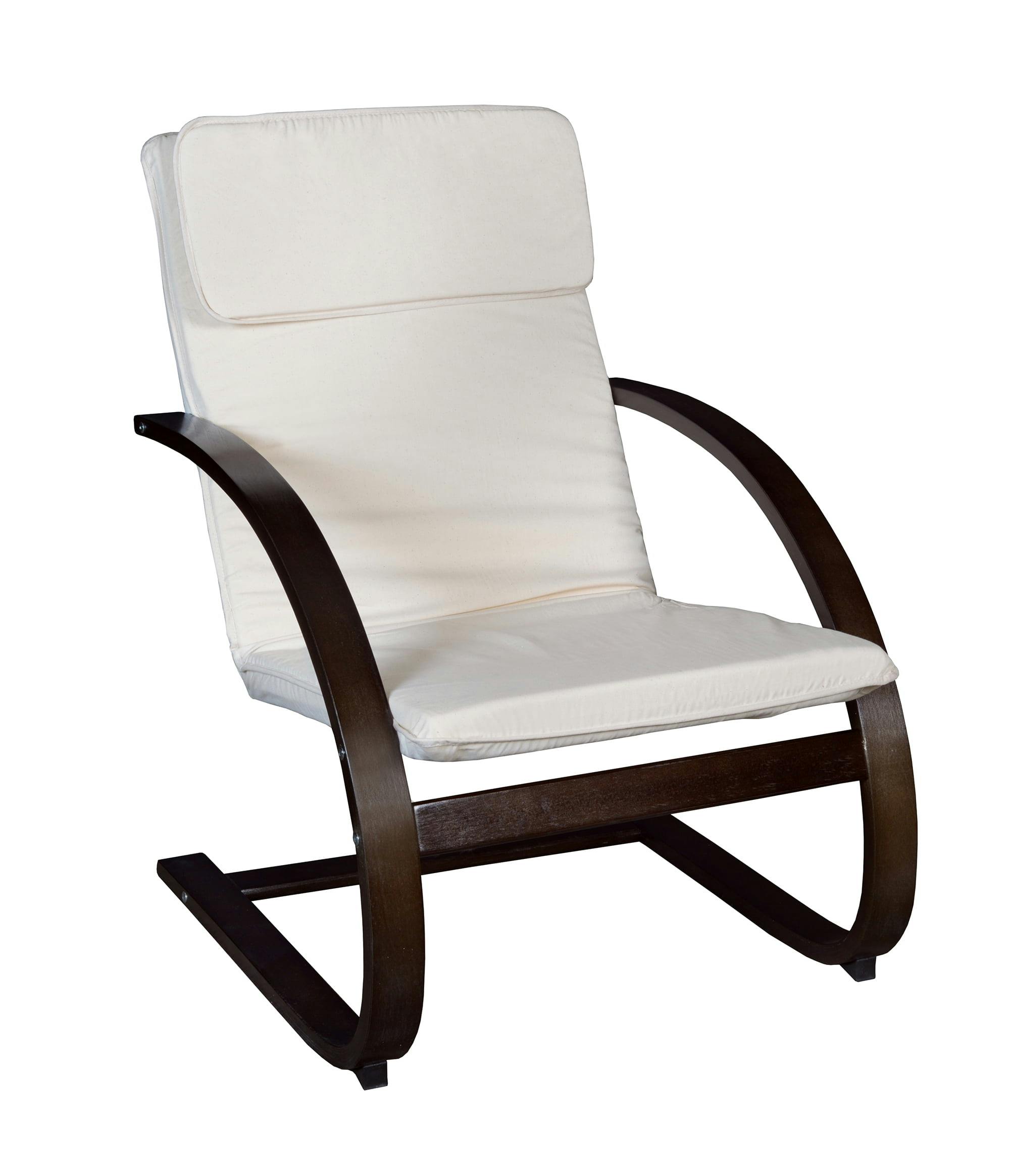 Mocha Walnut & Beige Cotton Recliner with Removable Cover