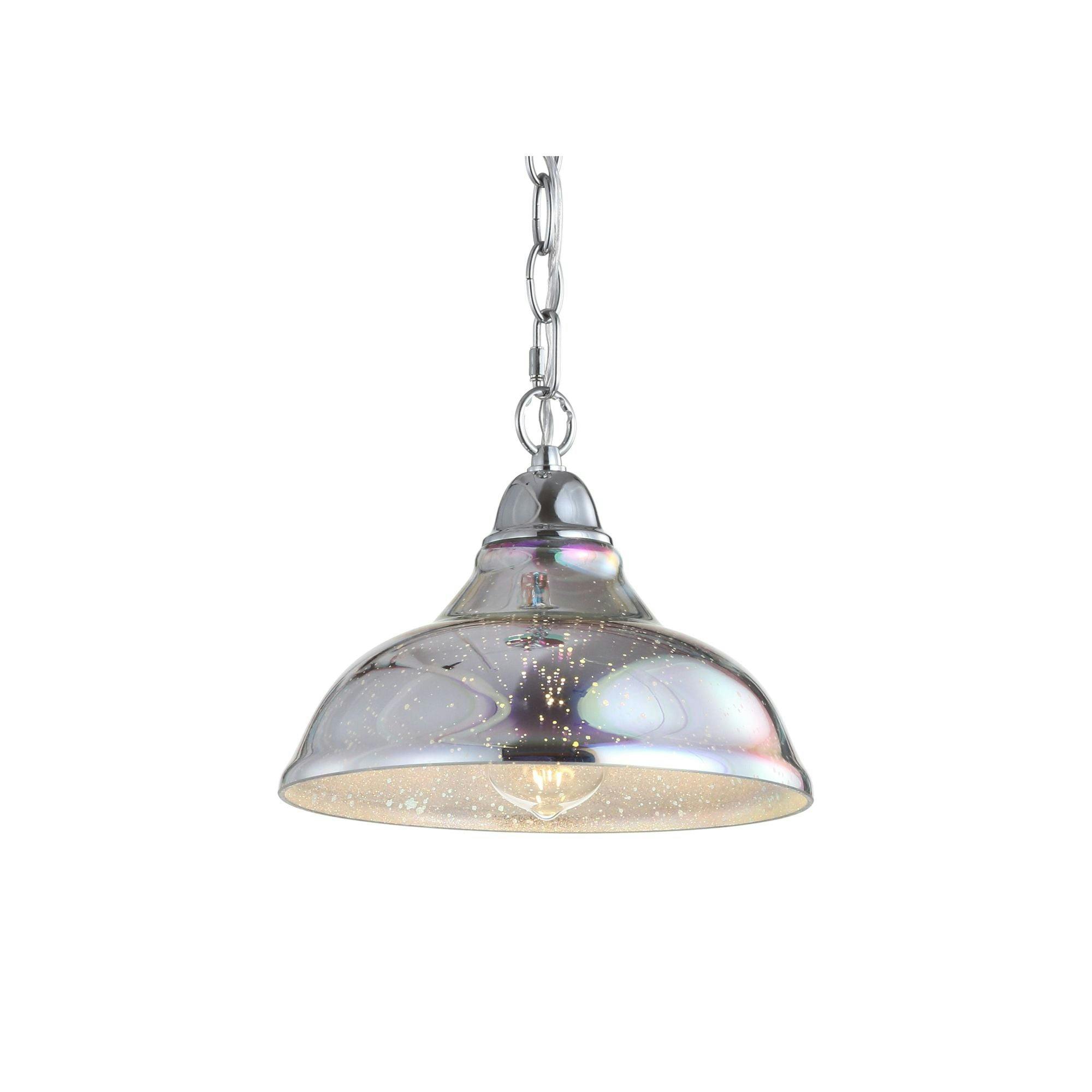 Nora 9.75" Chrome Polished LED Mini Drum Pendant with Clear Glass
