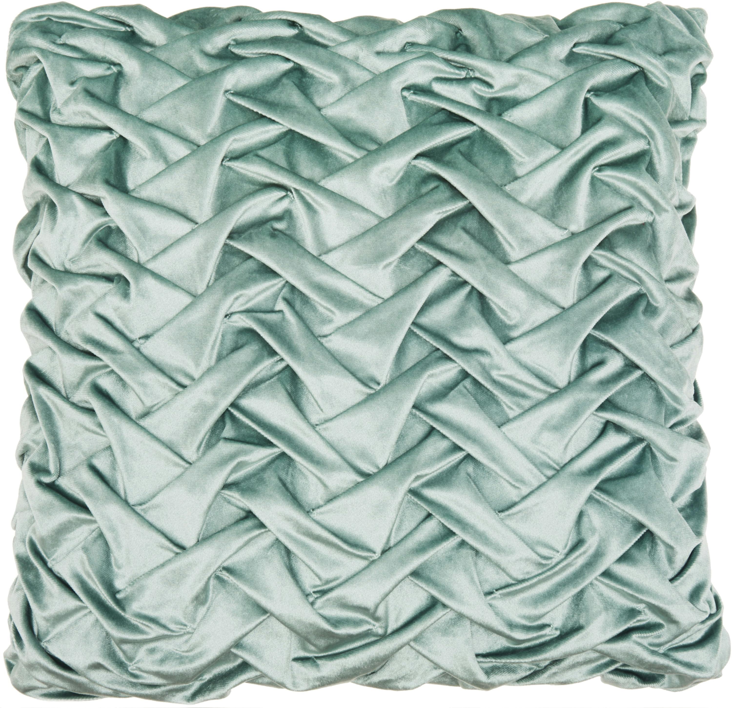 Celadon Green Velvet Square Throw Pillow, 22" x 22"