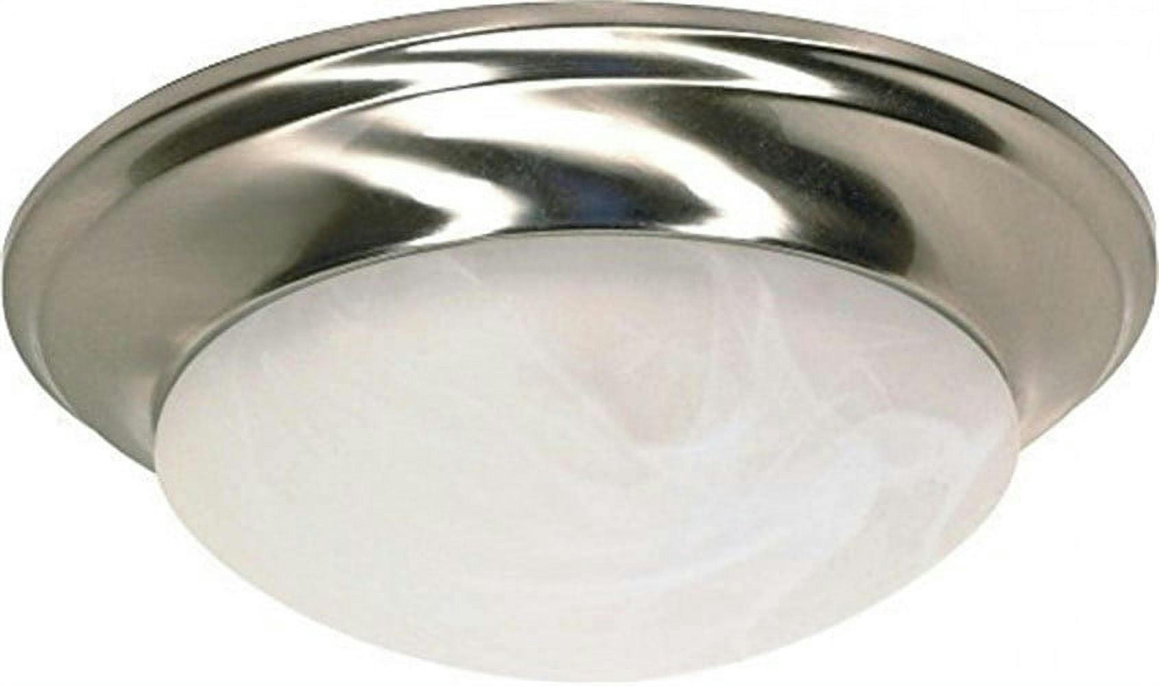 Sleek Alabaster Glass 11.5" Flush Mount Ceiling Light in Brushed Nickel