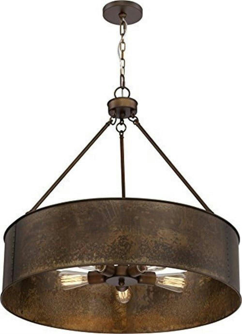 Vintage Weathered Brass Drum Pendant Light with LED Capability