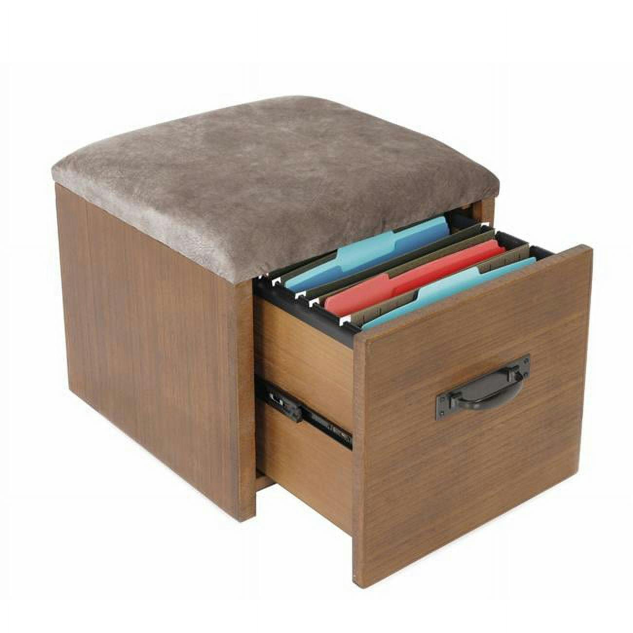 Hewn Pallet Brown 17" Mobile File Cabinet with Cushioned Seat