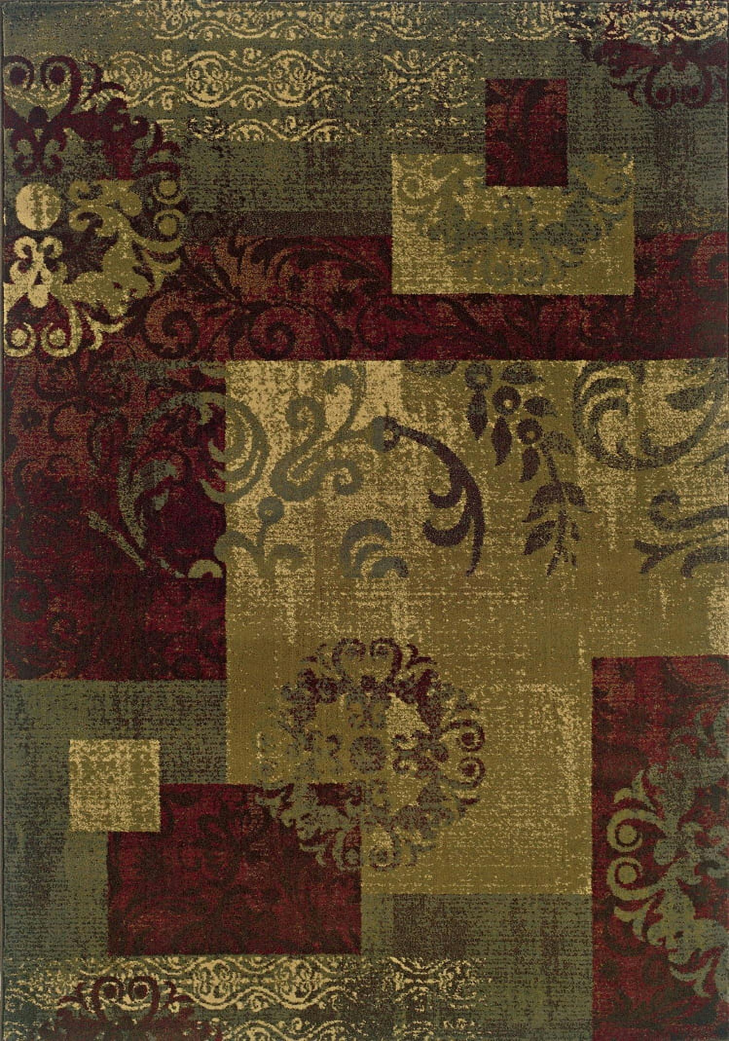 Warm Accents Red and Neutral 8' x 10' Easy-Care Synthetic Area Rug