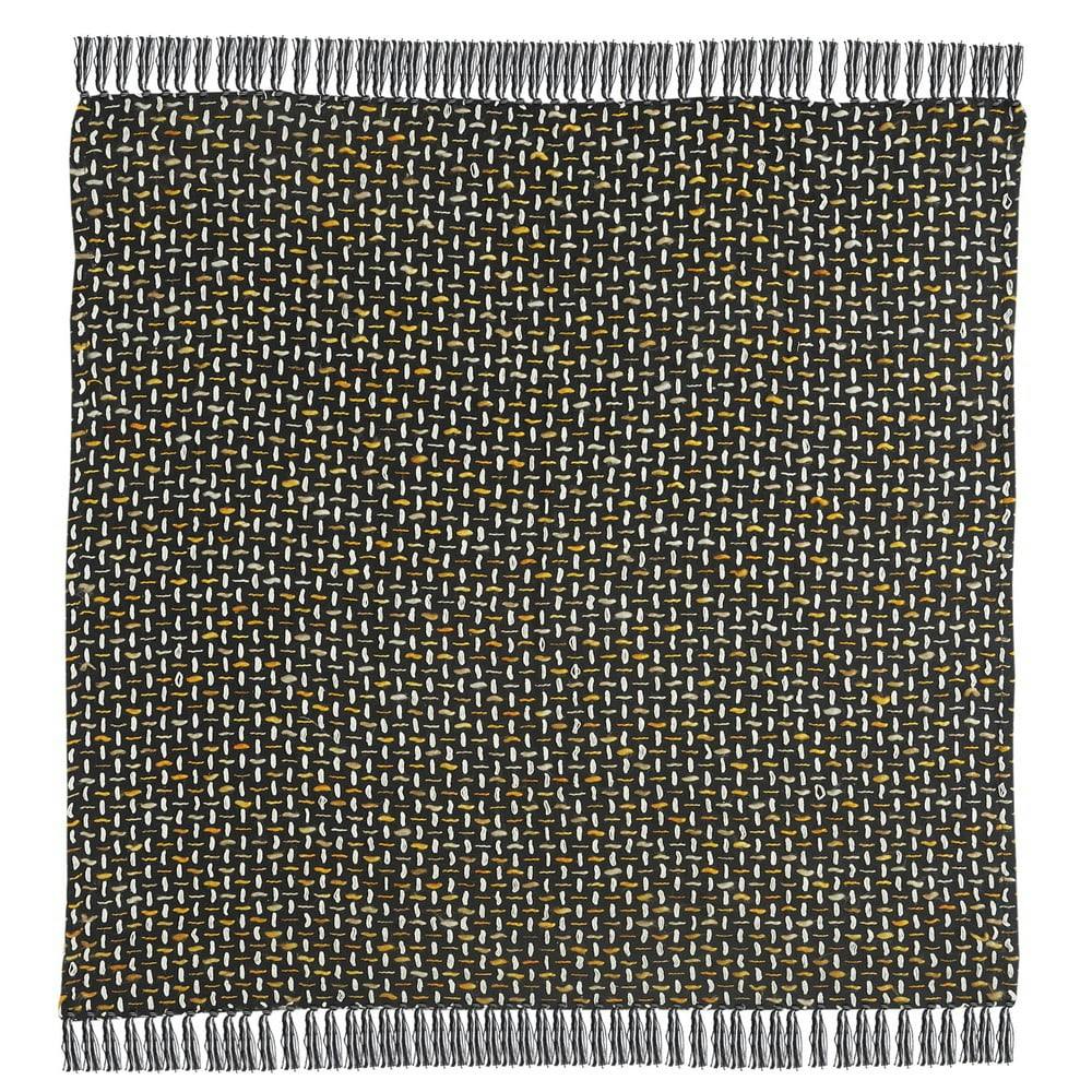 Cozy Interwoven Black and Gold Cotton Throw Blanket, 50" x 60"