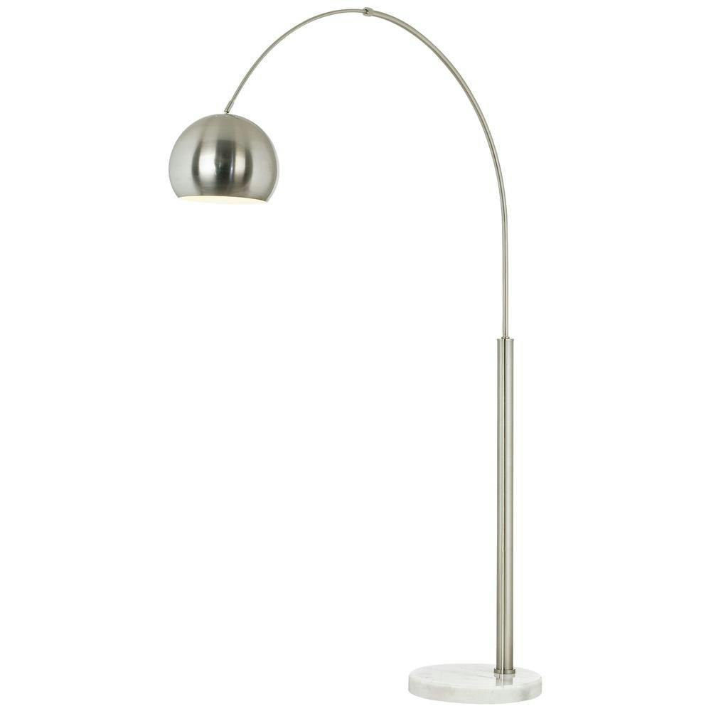 Elegant Brushed Nickel Arc Floor Lamp with Adjustable Marble Base