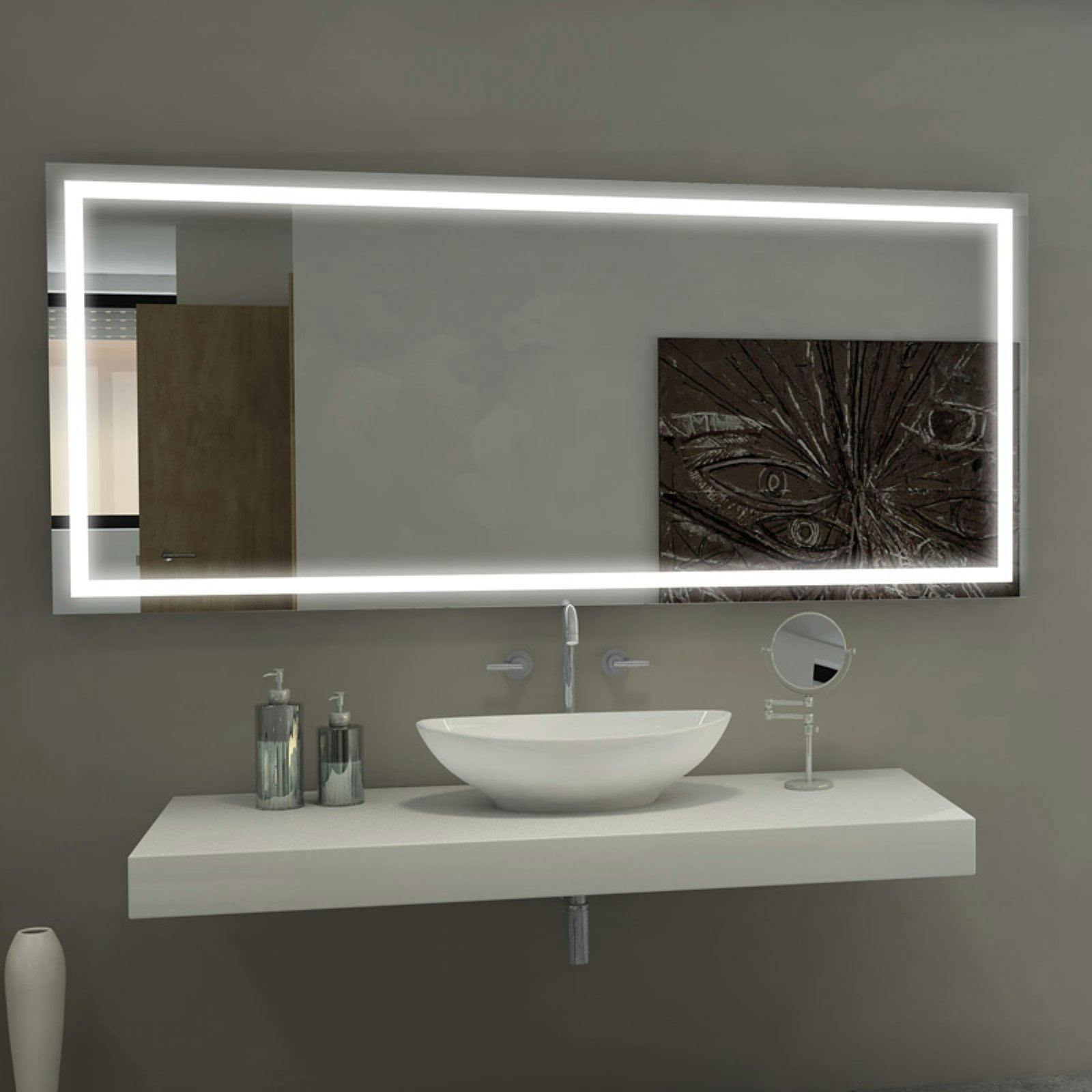 Elegant Harmony Frameless Rectangular Vanity Bathroom Mirror, 76" x 37"