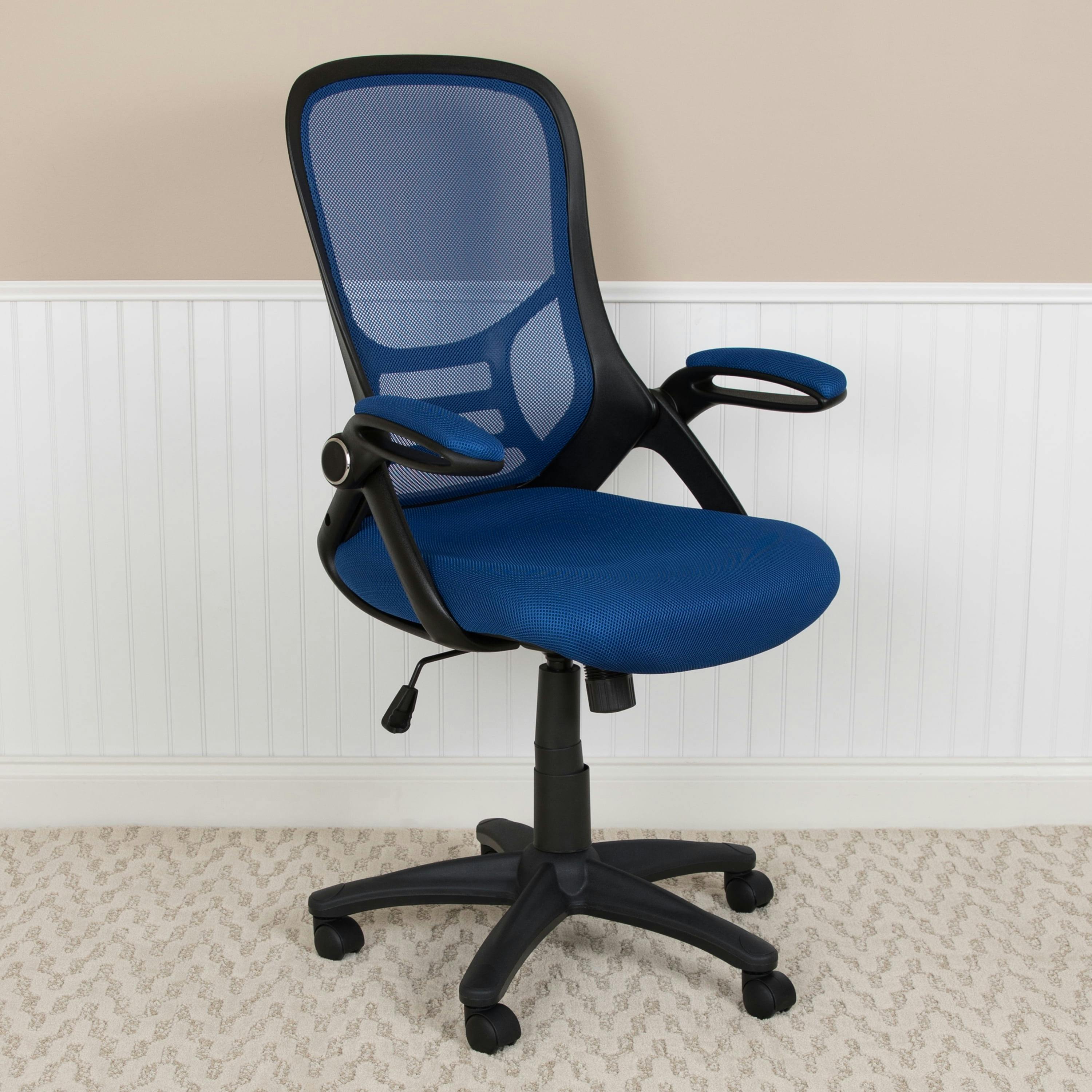 Ultra-Comfort High-Back Blue Mesh Swivel Executive Chair with Adjustable Arms