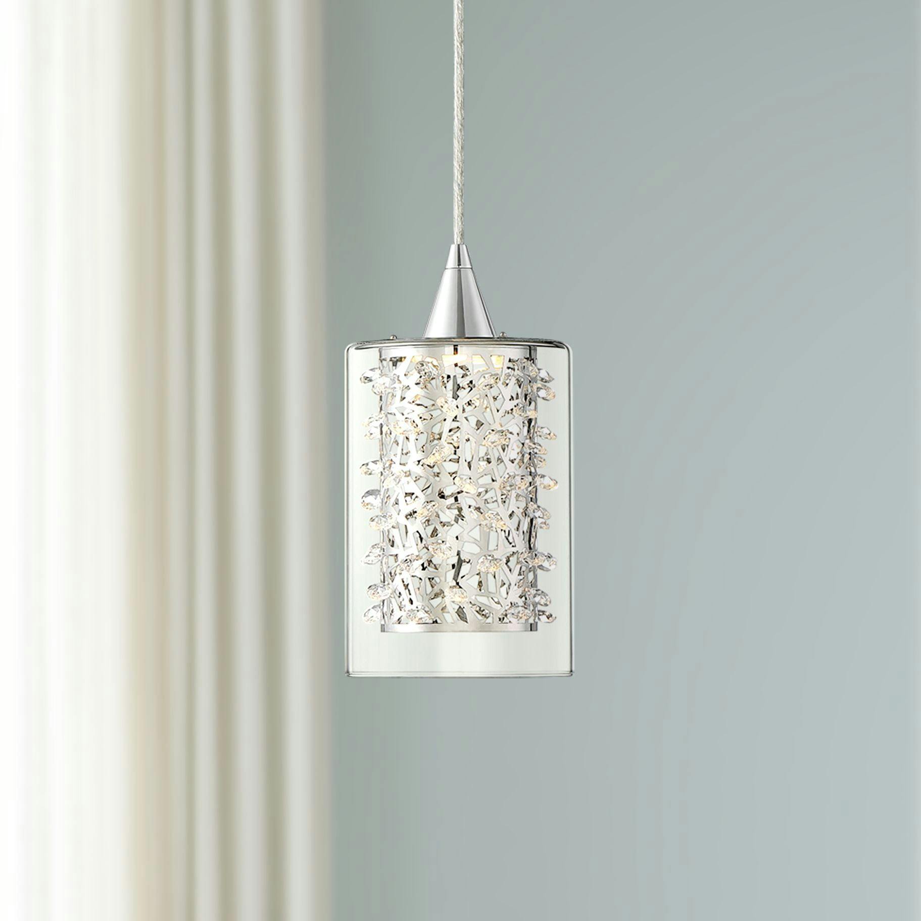 Enya Chrome and Glass 18" Mini Pendant with Dimmable LED