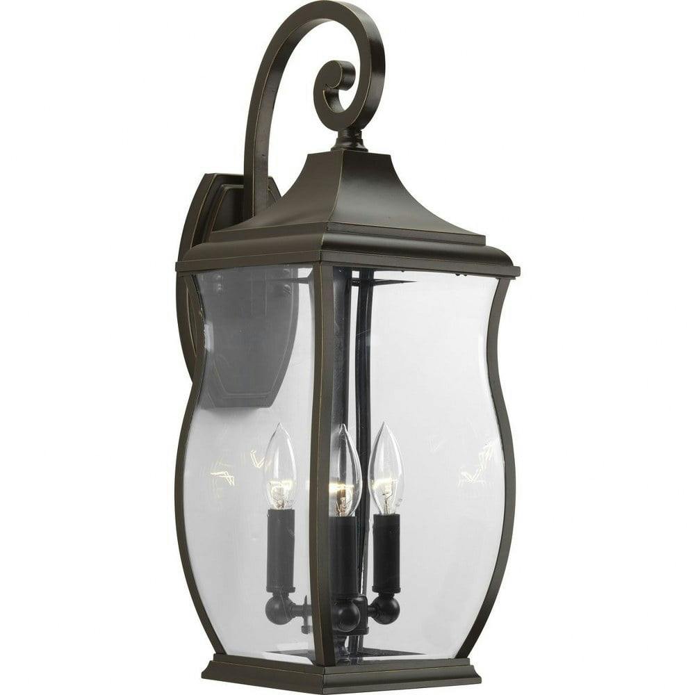 Elegant Township 3-Light Cylinder Outdoor Wall Lantern in Oil Rubbed Bronze