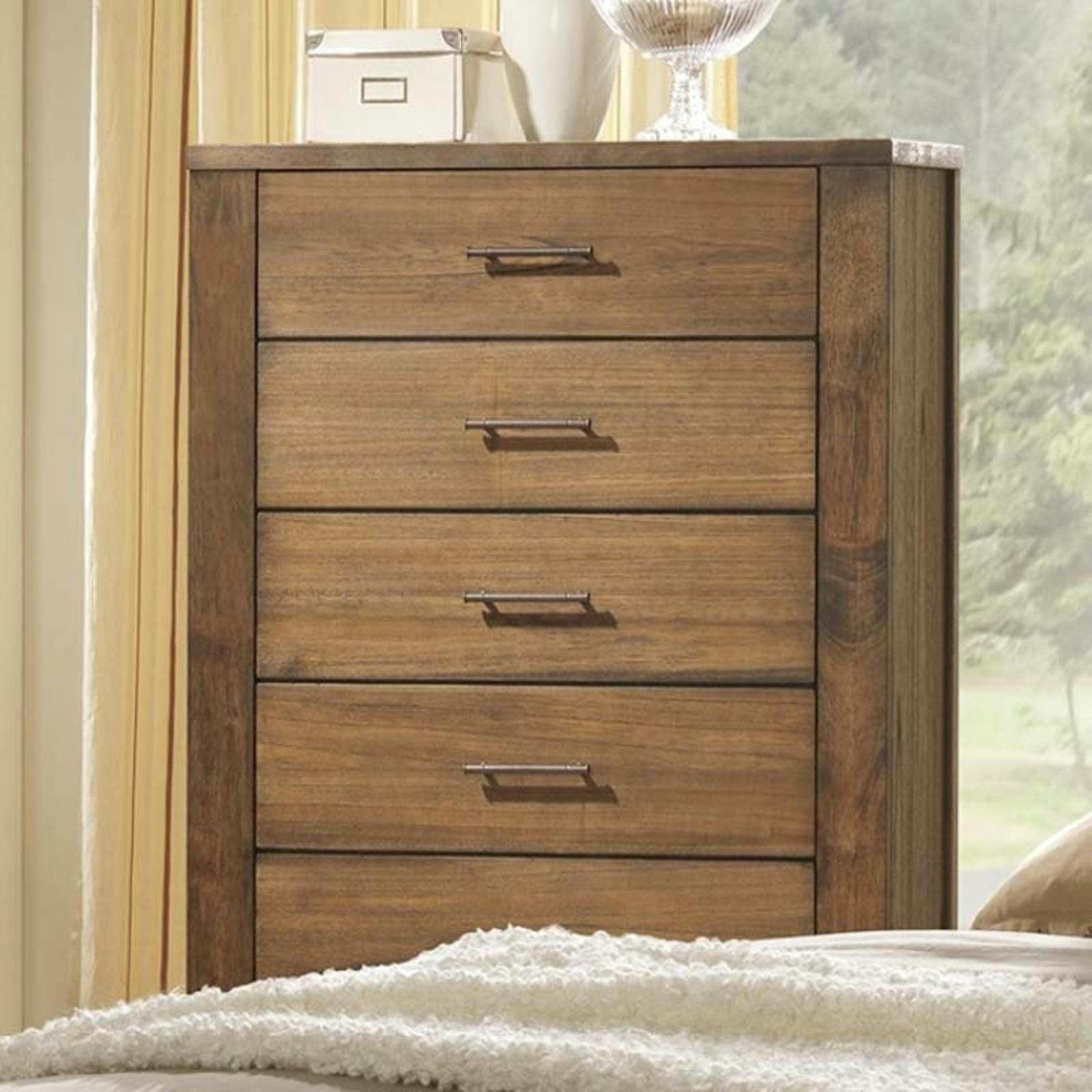 Rustic Satin Mindi Brown 6-Drawer Chest with Oversized Handles