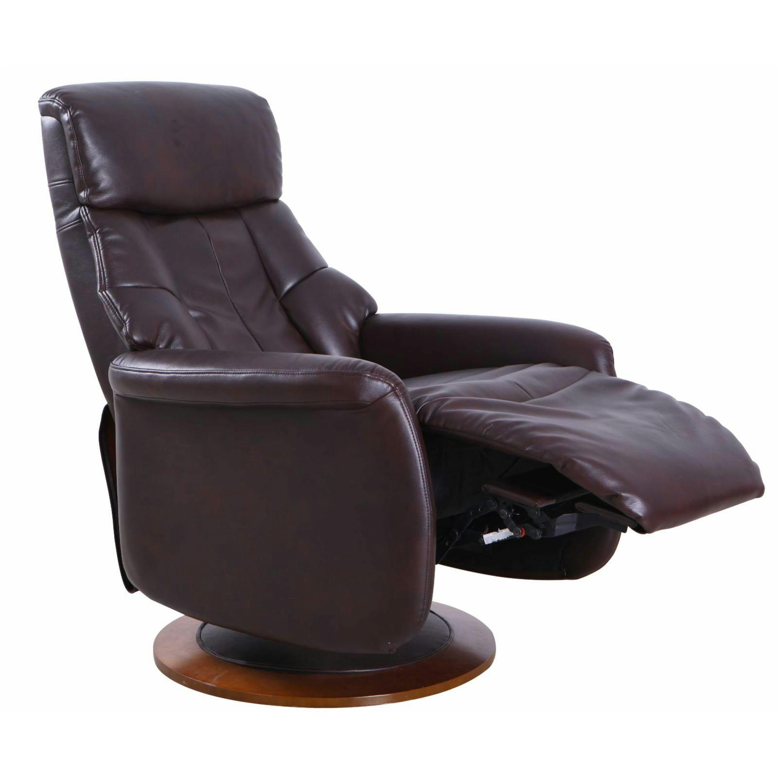 Espresso Swivel Recliner with Memory Foam and Walnut Accents