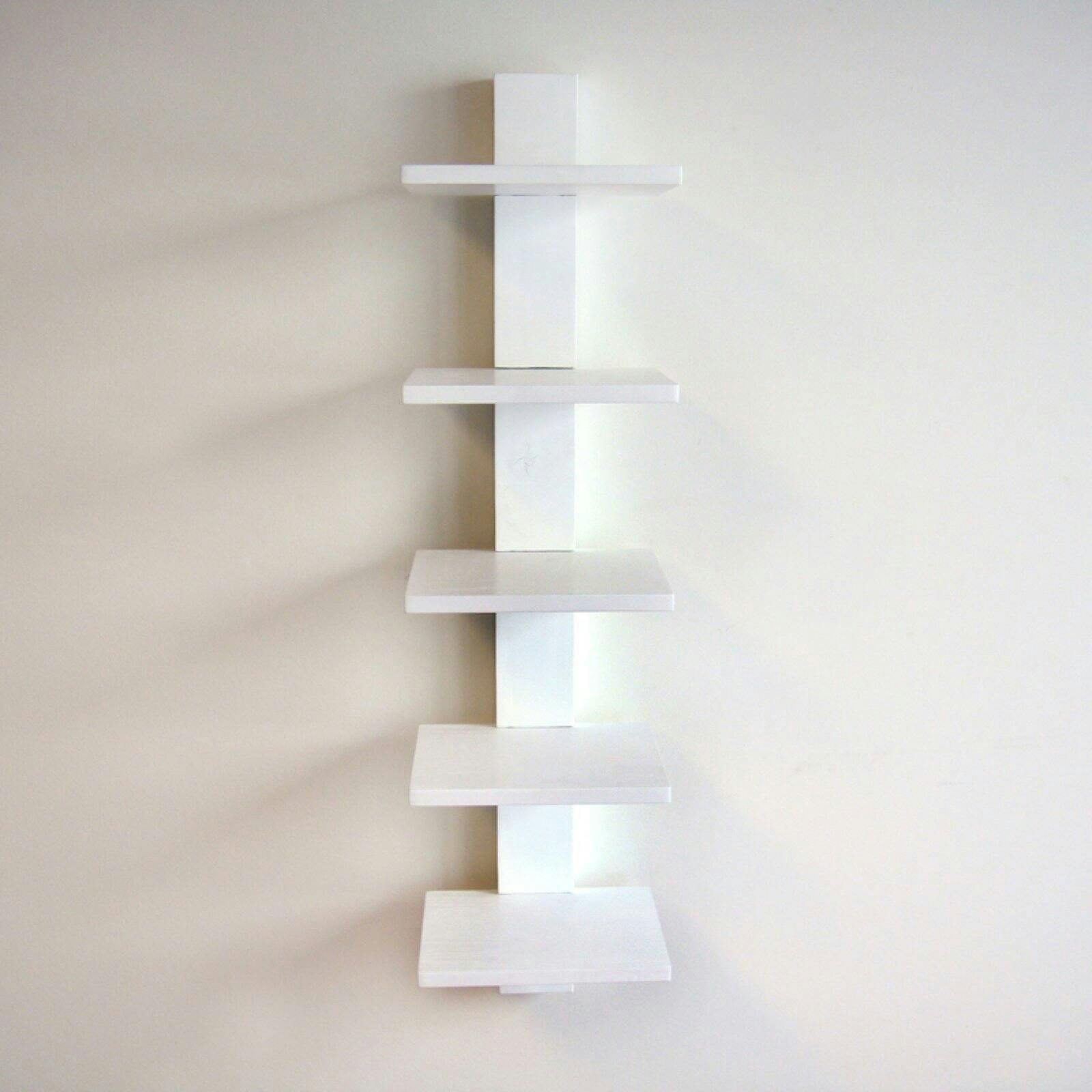 Elegant Spine Wall Bookshelf in White Wood - Space-Saving Design
