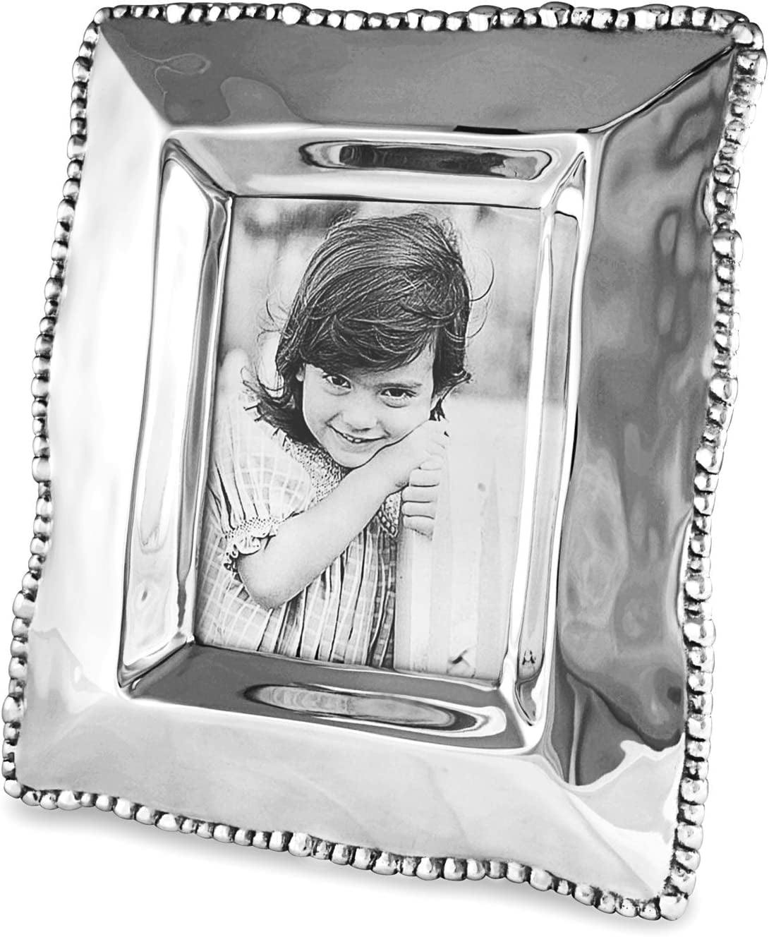 Elegant Silver Metal Tabletop Frame with Easel Back for 5x7 Photos