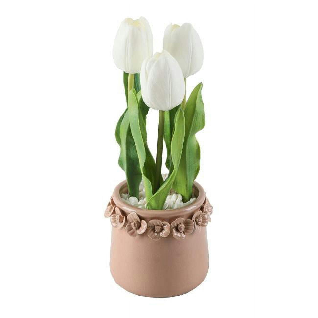 Chic Spring White Tulips in Pink Ceramic Planter - 12.75"