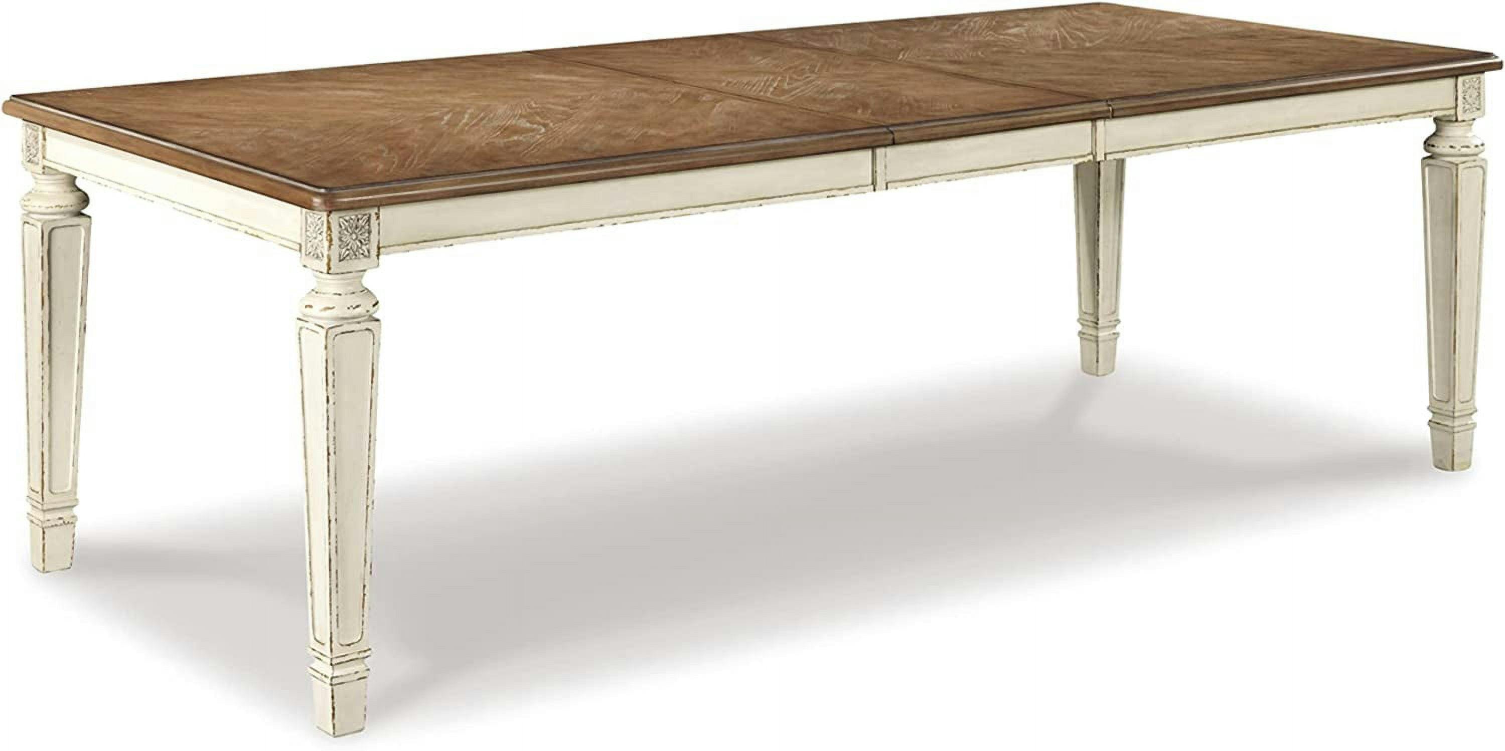 Chipped White & Distressed Wood Extendable Dining Table