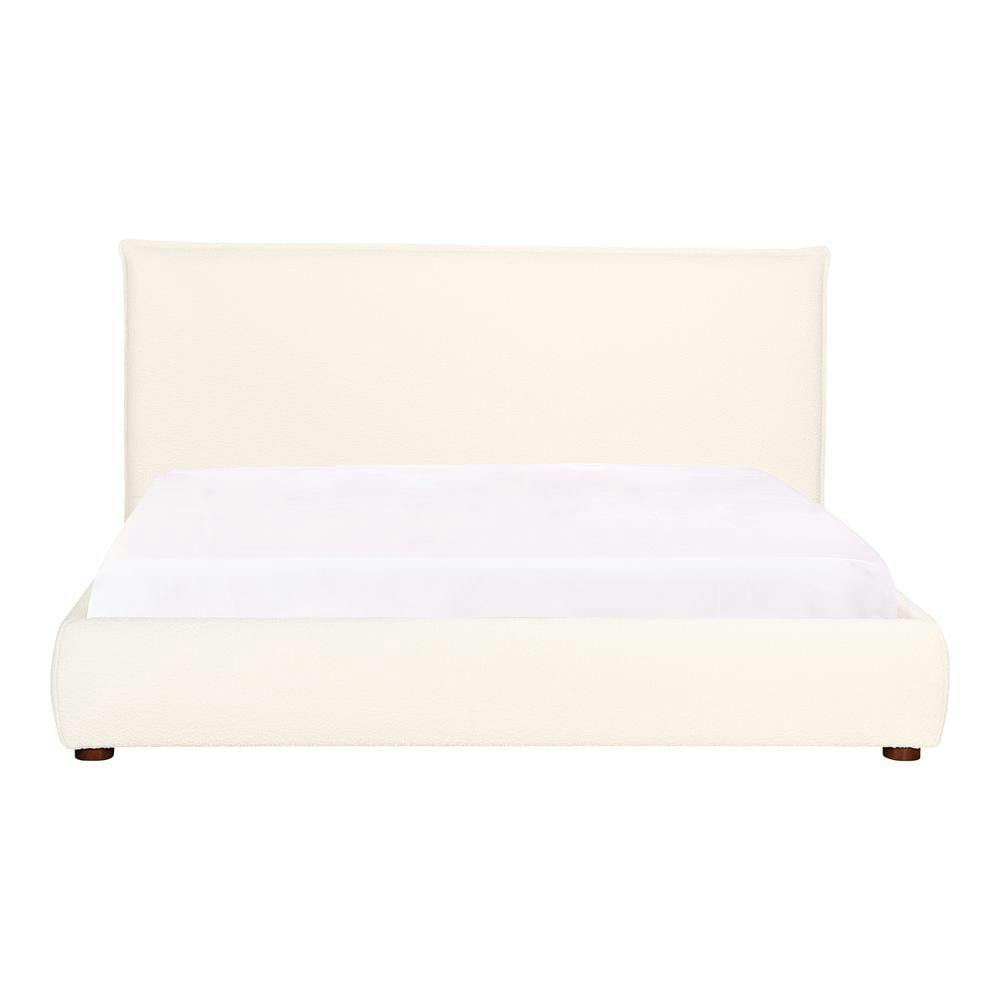 Serene White Velvet King Platform Bed with Tufted Upholstery