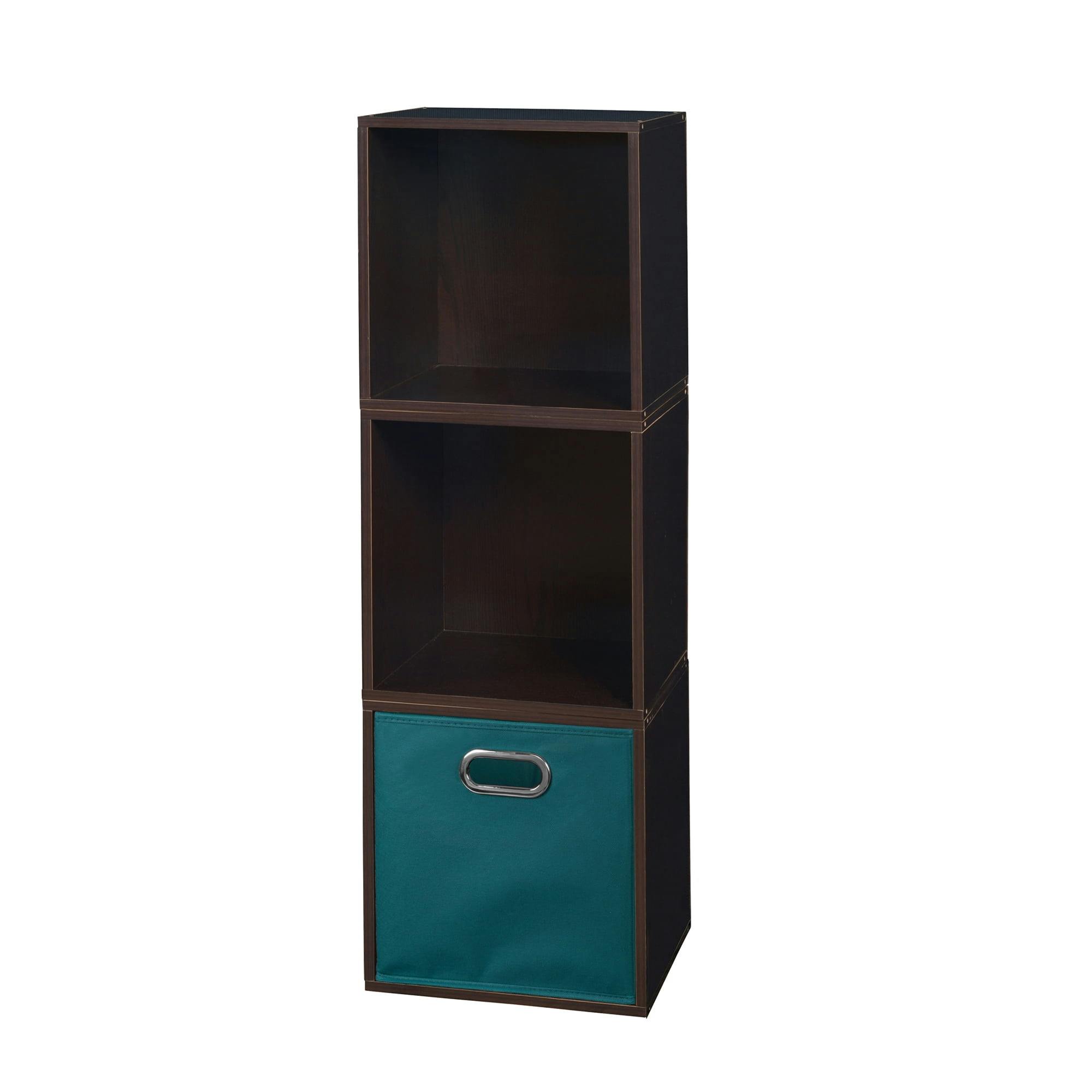 Truffle and Teal Stackable Kids Storage Cubes with Fabric Bin