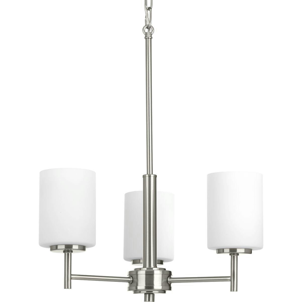 Elegant Brushed Nickel 3-Light Chandelier with White Glass Shades