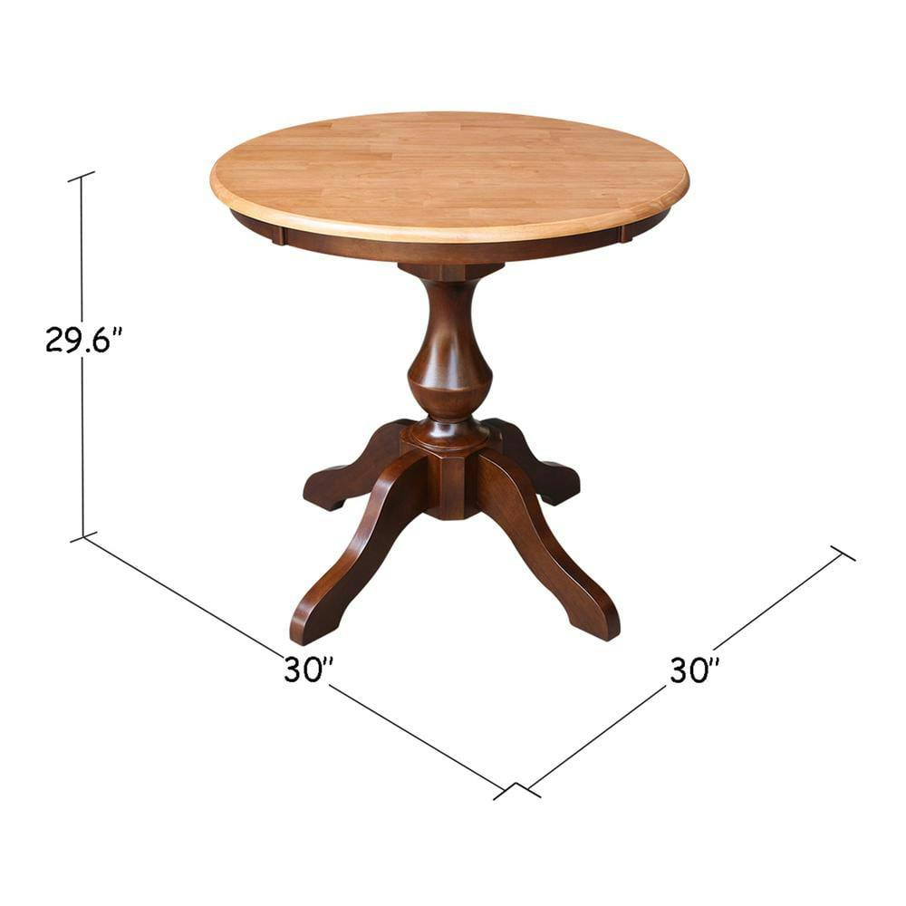 Traditional Round Pedestal Dining Table in Cinnamon Espresso - 30"