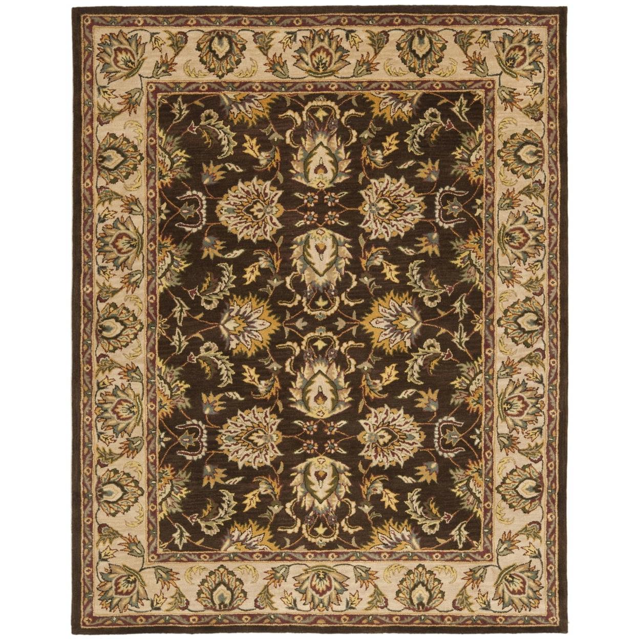 Heritage Elegance Ivory and Brown Hand-tufted Wool Area Rug, 9'6" x 13'6"